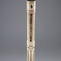 Whaler Made Turk’s Head Knob Grip Architectural Walking Stick, mid 19th Century