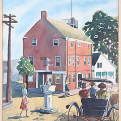 Watson Cady Watercolor “Old Customs House Nantucket, Main St”, circa 1940