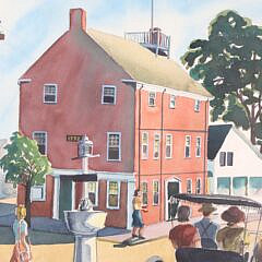 Watson Cady Watercolor “Old Customs House Nantucket, Main St”, circa 1940