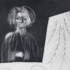 Jan Cox Limited Edition Etching “Coming Up The Staircase”, circa 1962