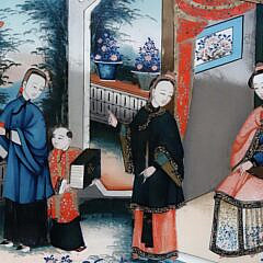 Antique Chinese Reverse Painting On Glass