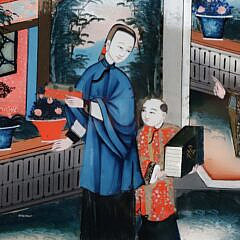 Antique Chinese Reverse Painting On Glass