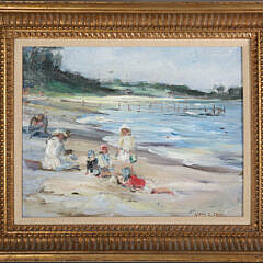 Clara Greenleaf Perry Oil On Panel Seaside Scene "Cotuit, Brookes And Taussigs"