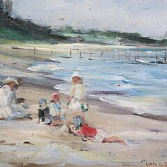 Clara Greenleaf Perry Oil On Panel Seaside Scene “Cotuit, Brookes And Taussigs”