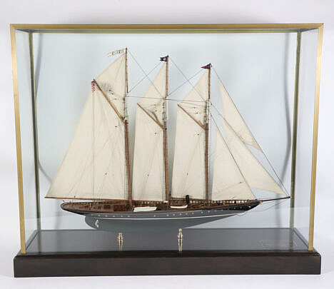 Cased Model Of The 1903 3-Masted Schooner Yacht "Atlantic"