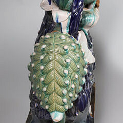 Pair of Vintage Heroic Chinese Sancai Glazed Ceramic Foo Dogs