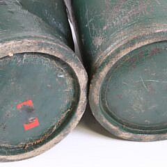 Pair of H & L Company 1 Leather and Canvas Painted Fire Buckets, 19th Century