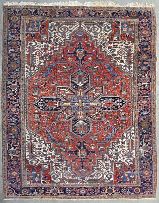 Vintage Hand Knotted Heriz Carpet