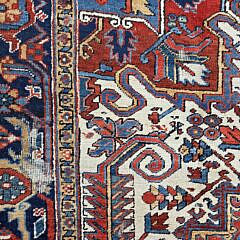 Vintage Hand Knotted Wool Heriz Oriental Carpet, circa 1930s