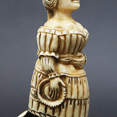 Whaler Carved Antique Bone Woman Snuff Bottle, 19th Century