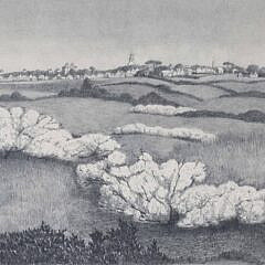 Ruth Haviland Sutton Lithograph “View of the Town of Nantucket from the Moors”