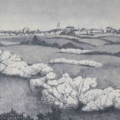 Ruth Haviland Sutton Lithograph “View of the Town of Nantucket from the Moors”