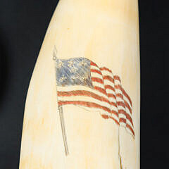 Scrimshaw Polychromed Whale Tooth “Seven-Star Flag”, 19th Century