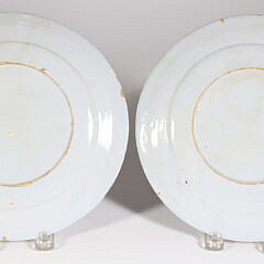 Pair of Delft Floral Decorated Plates, 18th Century