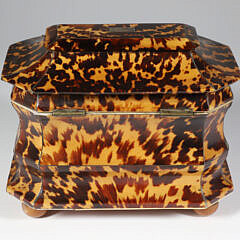 British Regency Antique Tortoiseshell Pagoda Style Double Compartment Tea Caddy, circa 1820