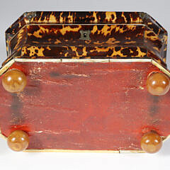 British Regency Antique Tortoiseshell Pagoda Style Double Compartment Tea Caddy, circa 1820