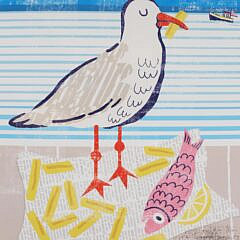 Pair Of Lou Mills Prints “The Lighthouse” and “Chip Bandit”