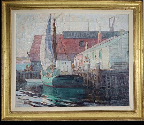 Anne Ramsdell Congdon Oil On Canvas "Island Service Wharf, Nantucket, 1935"