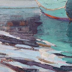 Anne Ramsdell Congdon Oil On Canvas “Island Service Wharf, Nantucket, 1935”