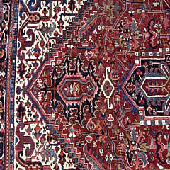 Vintage Hand Knotted Wool Heriz Oriental Carpet, circa 1930