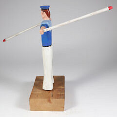 Charlie Munro Folk Art Carved Wood Sailor Whirligig On Stand