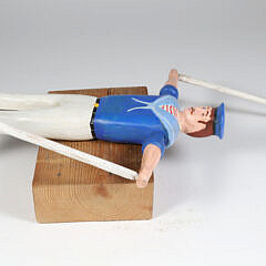 Charlie Munro Folk Art Carved Wood Sailor Whirligig On Stand