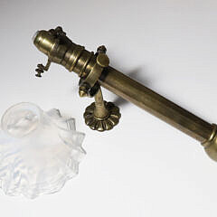 Antique Brass Gimbal Lamp With Fluted Glass Shade