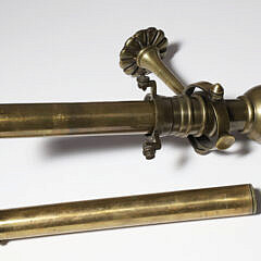 Antique Brass Gimbal Lamp With Fluted Glass Shade