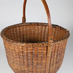 Antique Round Open Swing Handle Nantucket Basket, 19th Century