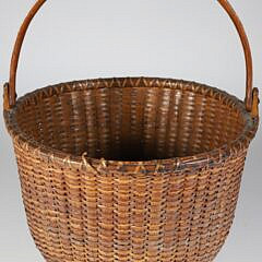 Antique Round Open Swing Handle Nantucket Basket, 19th Century