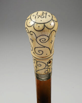 French Whaler Made Pique Walking Stick, circa 1701