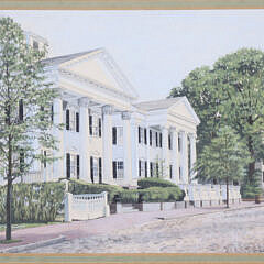 Pat Longley Watercolor On Paper “Portrait of 94 Main and the Hadwen House”