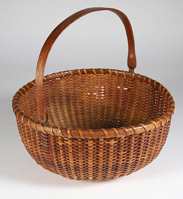 Round Shallow Swing Handle Nantucket Basket 19th Century
