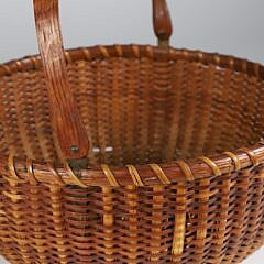 Round Shallow Swing Handle Nantucket Basket, 19th Century