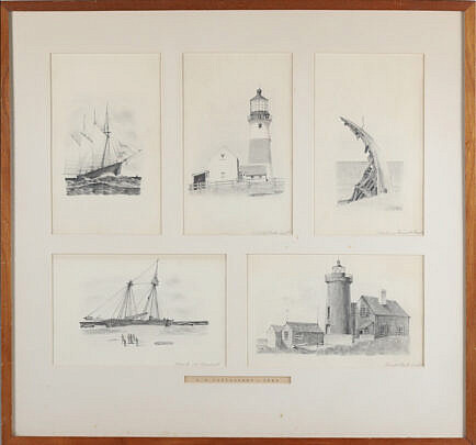 C.E. Cartwright Nantucket Pencil Drawings, circa 1885