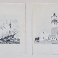 C.E. Cartwright Nantucket Pencil Drawings, circa 1885