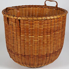 Mitchy Ray Tall Double Handle Nantucket Basket with Two Heart Carved Handles