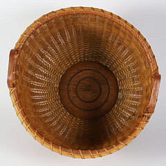 Mitchy Ray Tall Double Handle Nantucket Basket with Two Heart Carved Handles