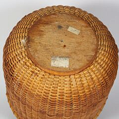 Mitchy Ray Tall Double Handle Nantucket Basket with Two Heart Carved Handles