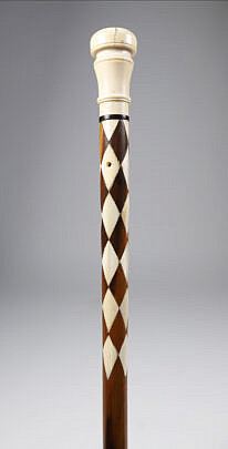 Whaler Made Harlequin Walking Stick, mid 19th Century