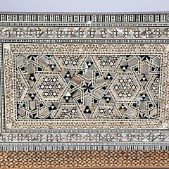 Elaborately Inlaid Damascus Box, Mother of Pearl, Abalone, Ebony and Multi-woods