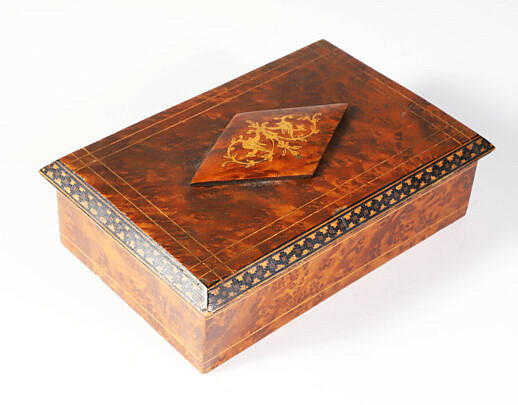 Bevelwood Inlaid Box With Sliding Lock Top Mechanism