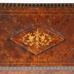 Burlwood Inlaid Box with Sliding Lock Top Mechanism