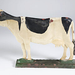 Vintage Cast Iron Painted Cow Door Stop