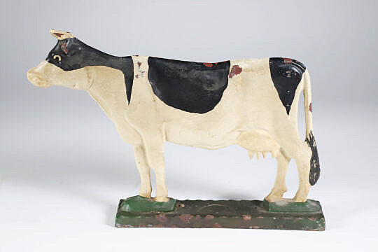 Vintage Cast Iron Painted Cow Door Stop