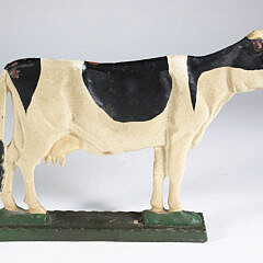 Vintage Cast Iron Painted Cow Doorstop