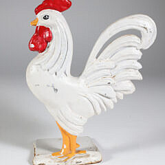 Vintage Cast Iron Painted Rooster Door Stop