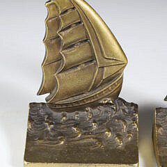 Brass Clipper Ship Bookends