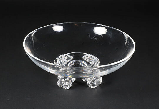 Signed Steuben Clear Glass Footed Bowl