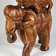 Tropical Wood Carved Elephant Garden Stool